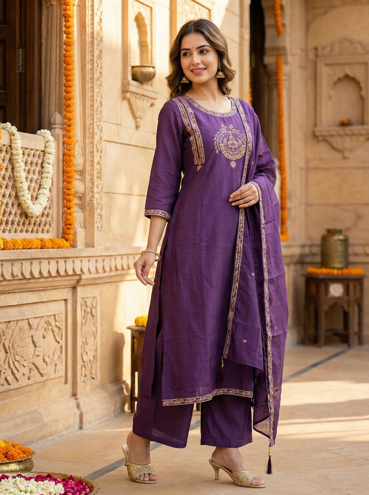 GIRRA – Royal Purple Heritage Luxe Kurta Set