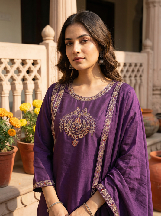 GIRRA – Royal Purple Heritage Luxe Kurta Set