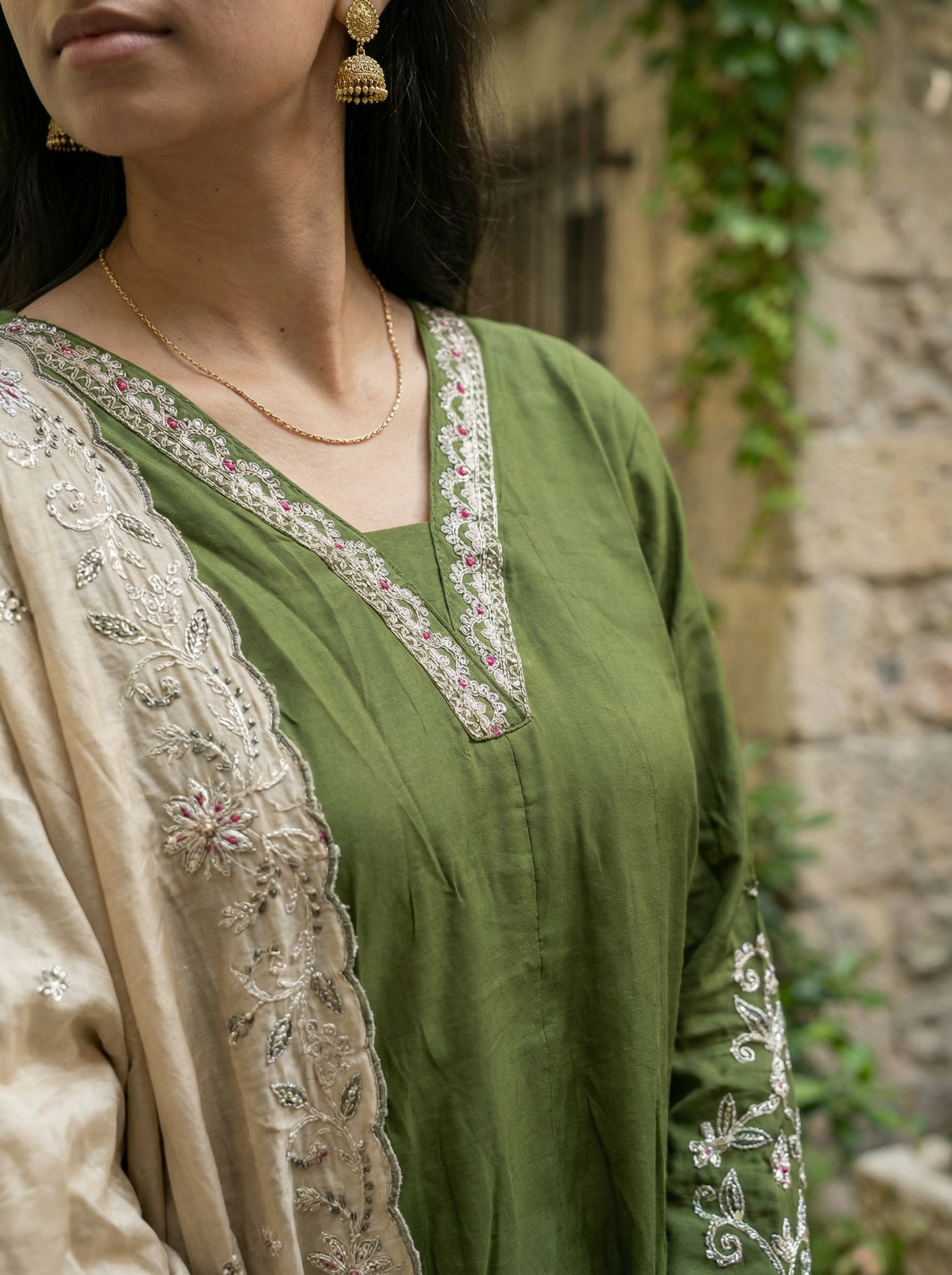GIRRA – Emerald Green Heritage Luxe Kurta Set
