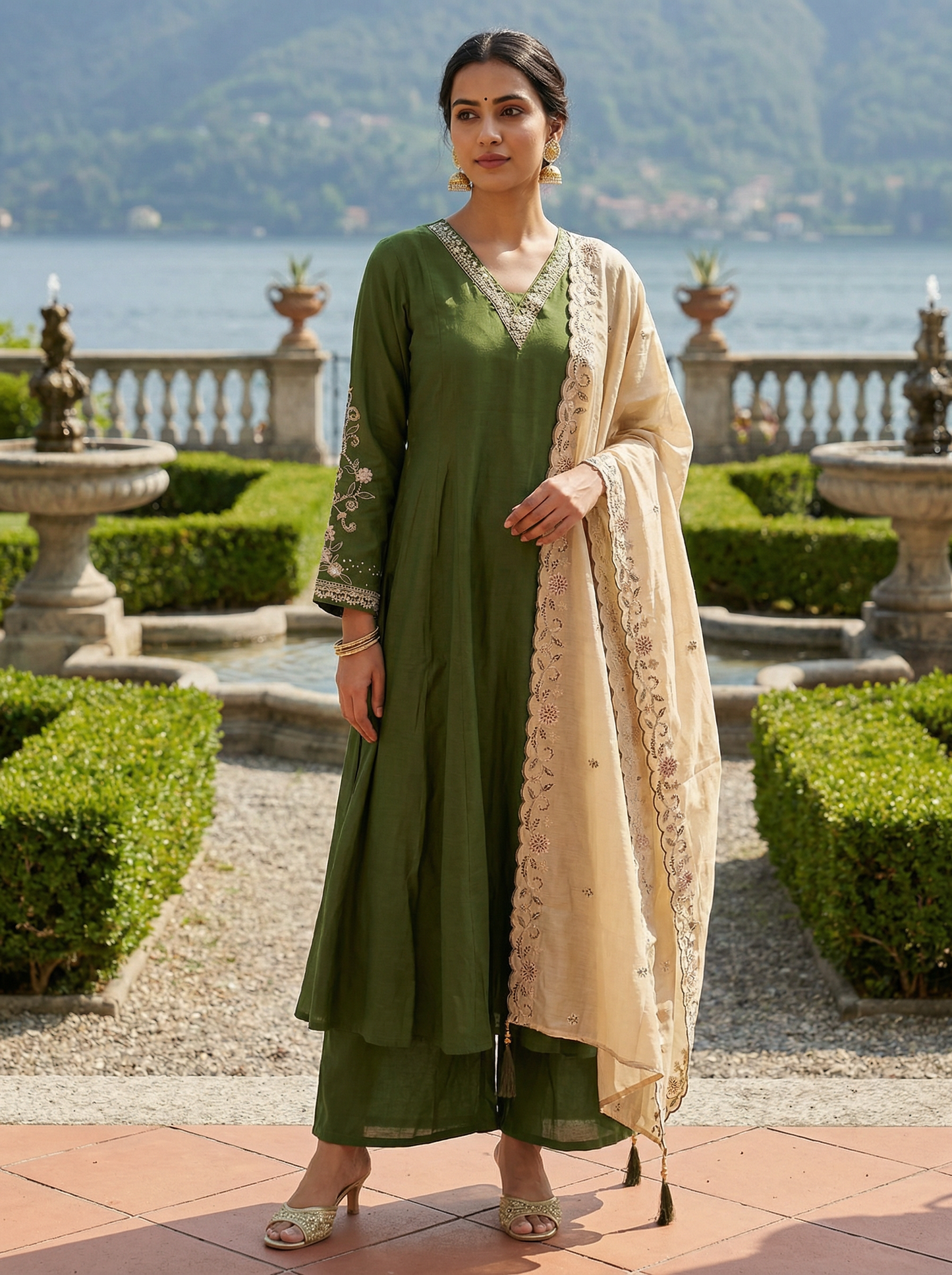 GIRRA – Emerald Green Heritage Luxe Kurta Set