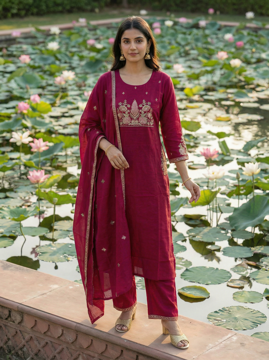 GIRRA – Ruby Lotus | Signature Kurta Set