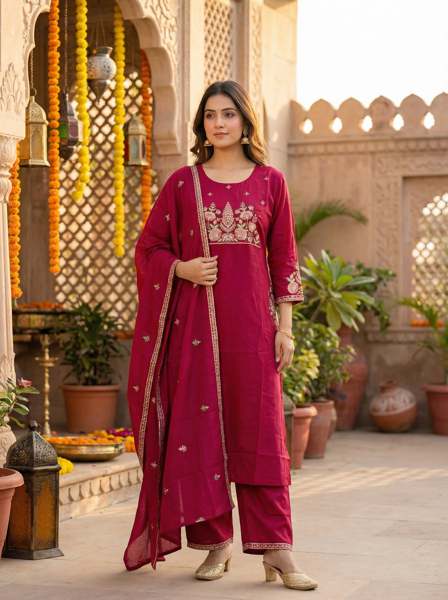 GIRRA – Ruby Lotus | Signature Kurta Set