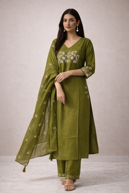 GIRRA – Olive Royale | Signature Kurta Set