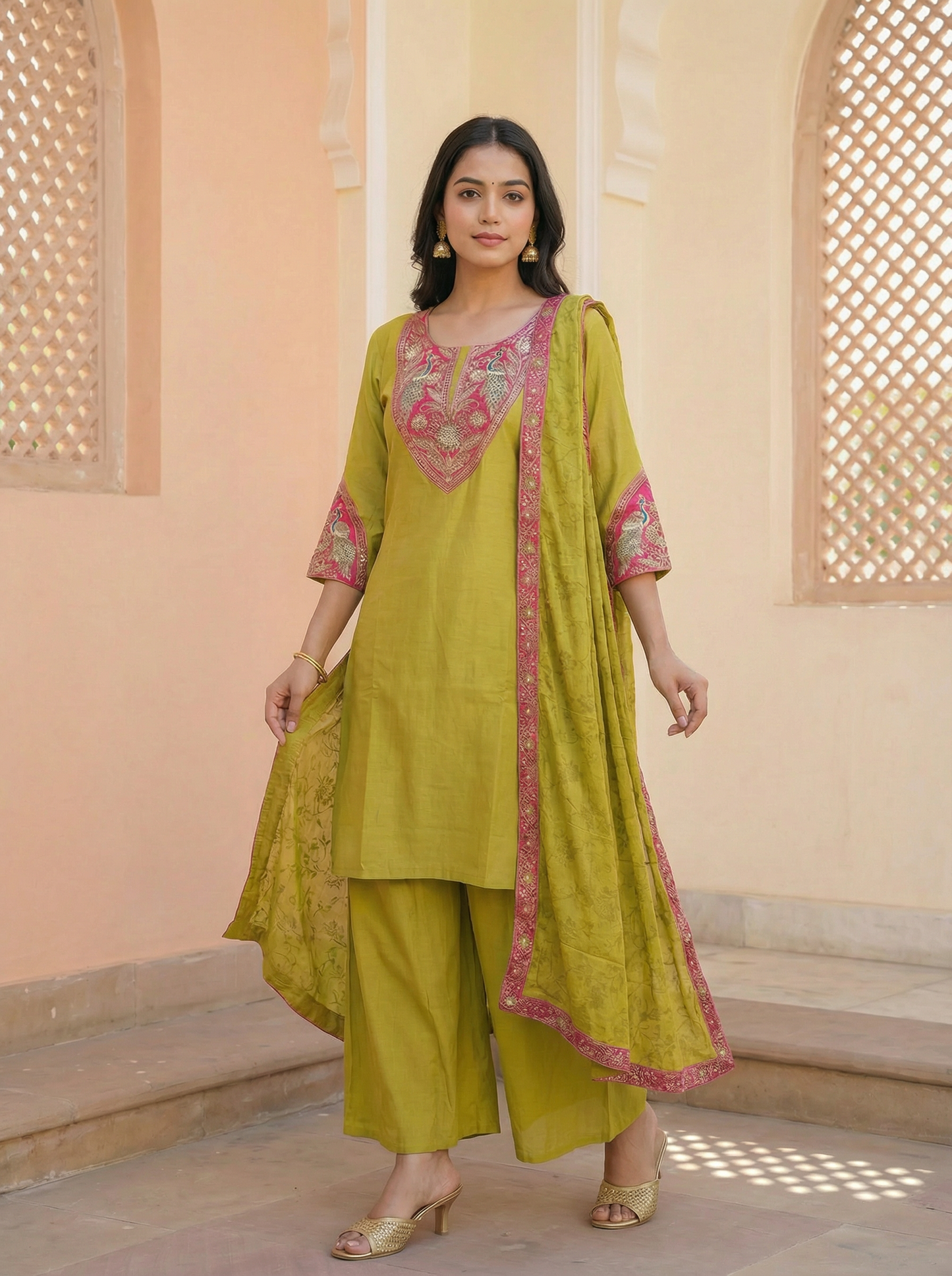 GIRRA – Olive Mustard Heritage Luxe Kurta Set