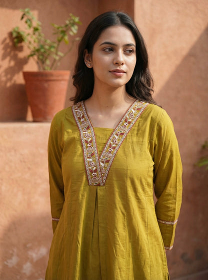 GIRRA – Golden Mustard Heritage Luxe Kurta Set