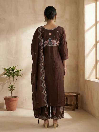 GIRRA – Chocolate Brown Heritage Luxe Kurta Set