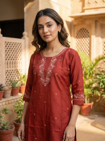 GIRRA – Rust Maroon | Signature Kurta Set