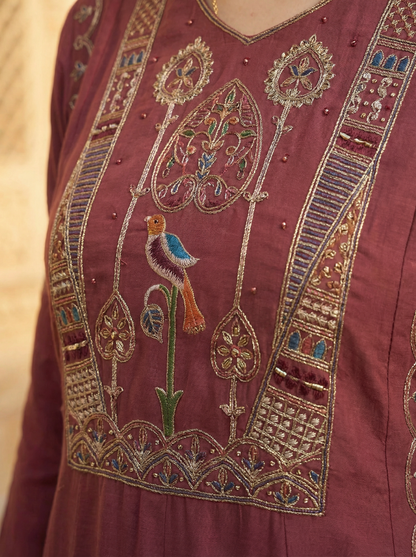 GIRRA – Wine Maroon Heritage Luxe Kurta Set