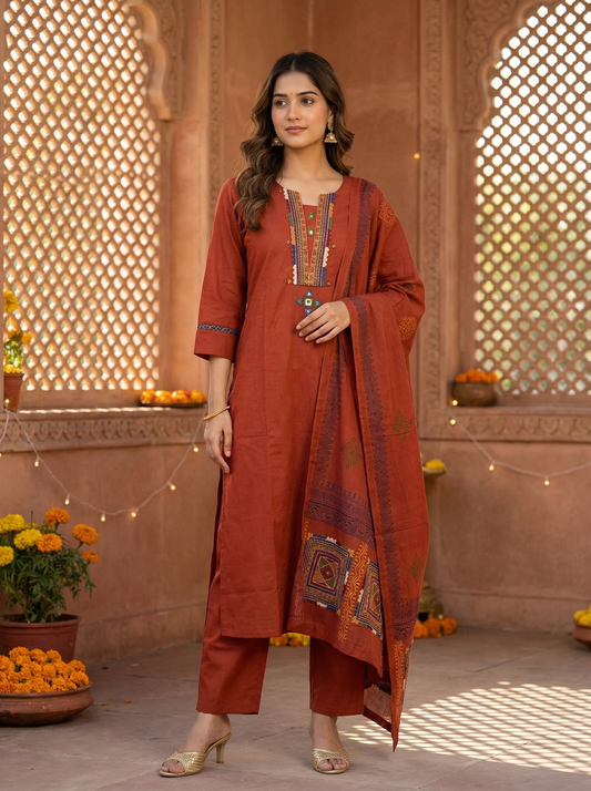 GIRRA – Burnt Rust | Signature Grace Kurta Set