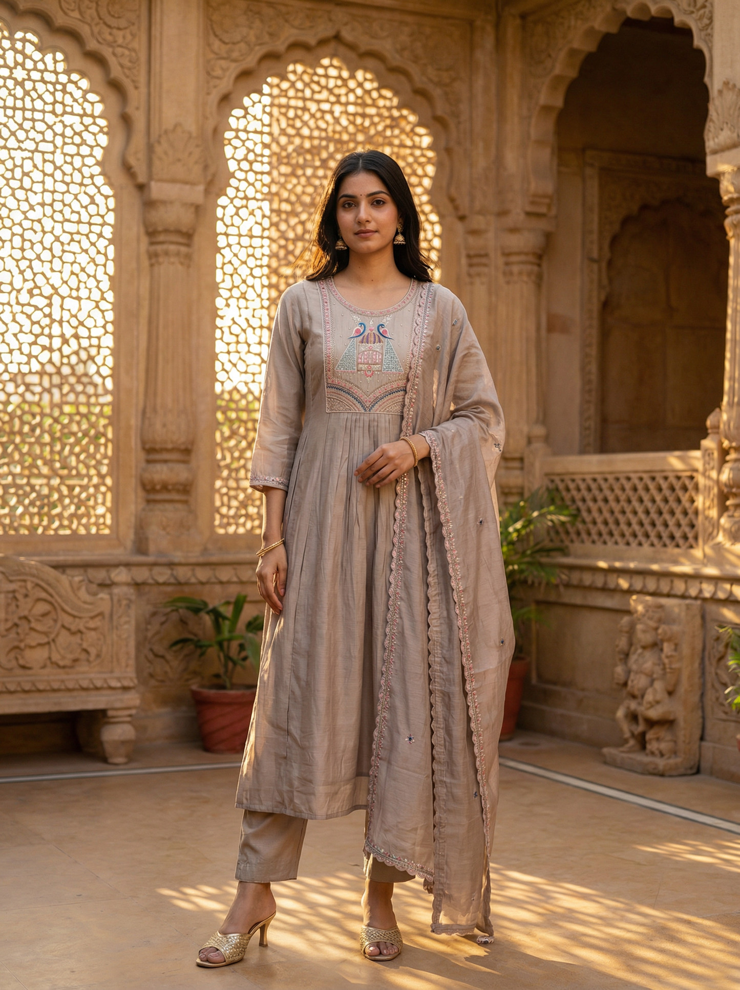 GIRRA – Taupe Blush Heritage Luxe Kurta Set