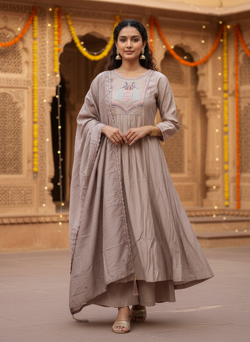 GIRRA – Taupe Blush Heritage Luxe Kurta Set