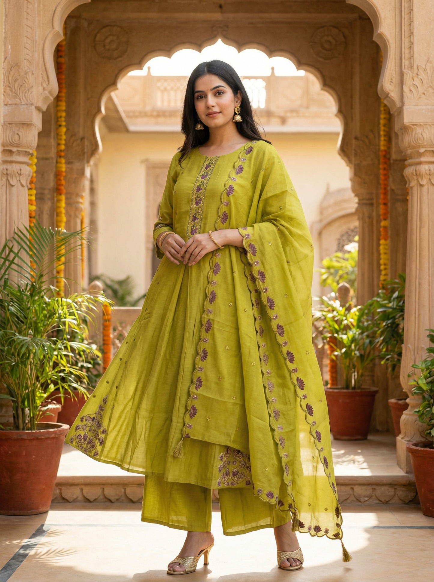 GIRRA – Lime Olive Heritage Luxe Kurta Set