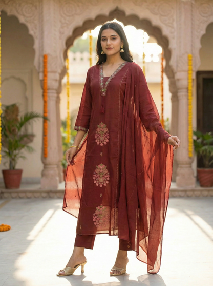 GIRRA – Royal Maroon | Everyday Elegance Kurta Set