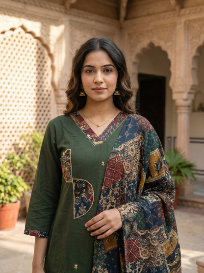 GIRRA – Heritage Moss | Everyday Elegance Kurta Set
